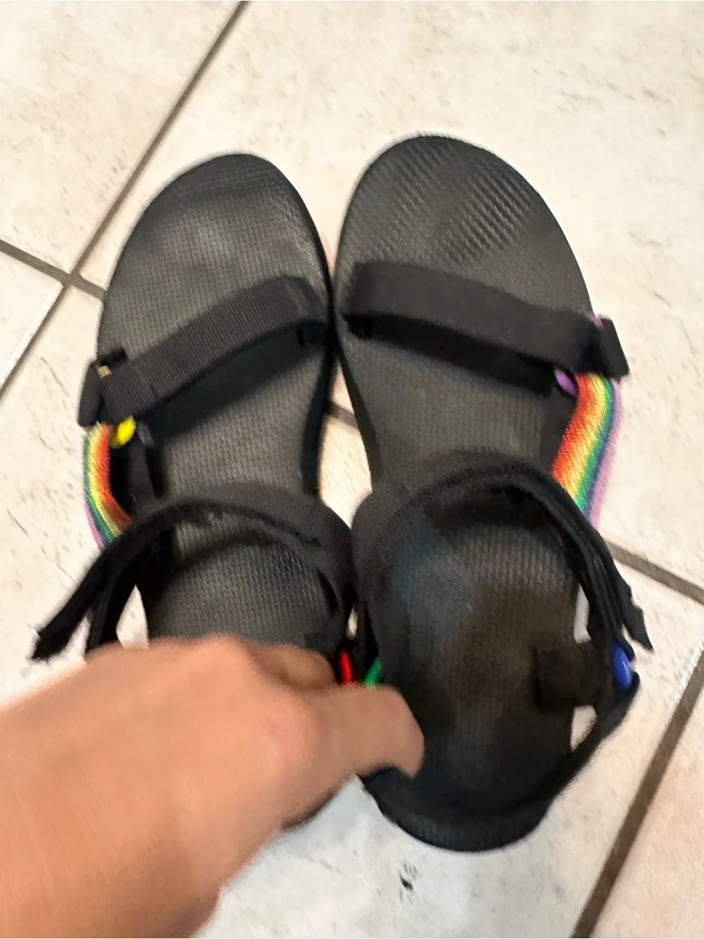 Teva Women's Black Rainbow Strap Sandal Teva Midform Universal Pride 10 - Picture 15 of 16